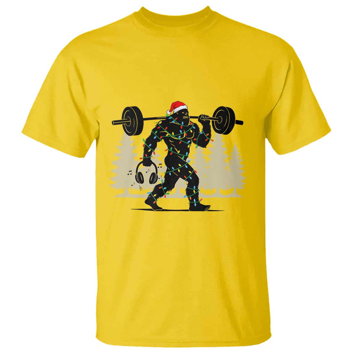 Bigfoot Gym Christmas T Shirt Funny Sasquatch Bodybuilding Weightlifting - Wonder Print Shop