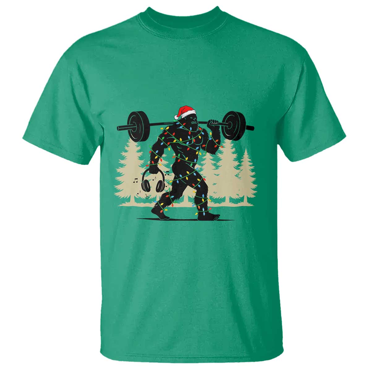 Bigfoot Gym Christmas T Shirt Funny Sasquatch Bodybuilding Weightlifting - Wonder Print Shop