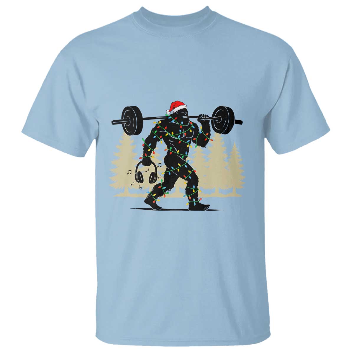 Bigfoot Gym Christmas T Shirt Funny Sasquatch Bodybuilding Weightlifting - Wonder Print Shop