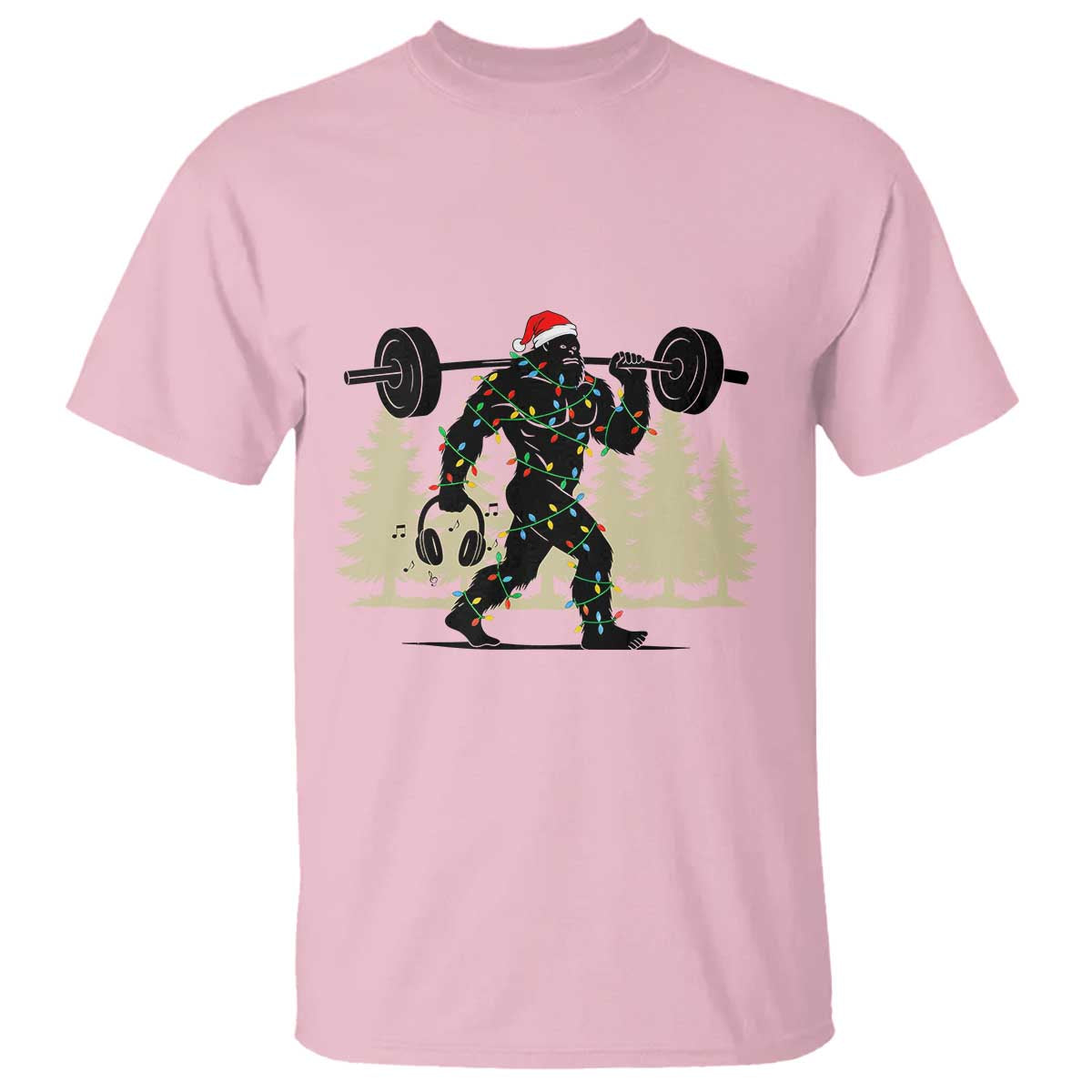 Bigfoot Gym Christmas T Shirt Funny Sasquatch Bodybuilding Weightlifting - Wonder Print Shop