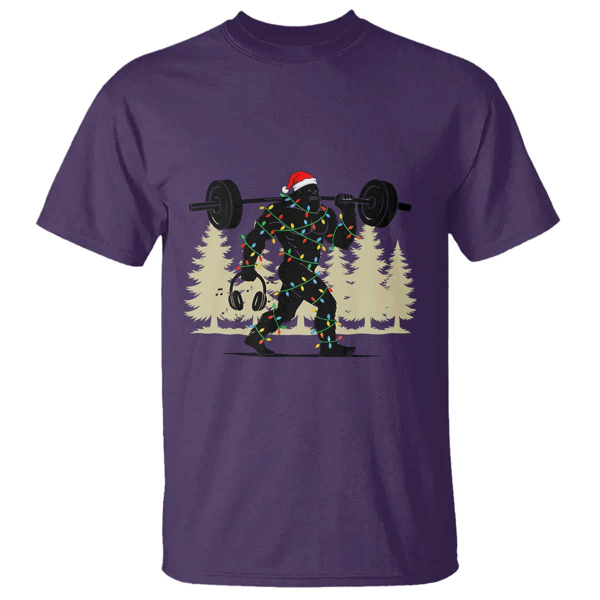 Bigfoot Gym Christmas T Shirt Funny Sasquatch Bodybuilding Weightlifting - Wonder Print Shop