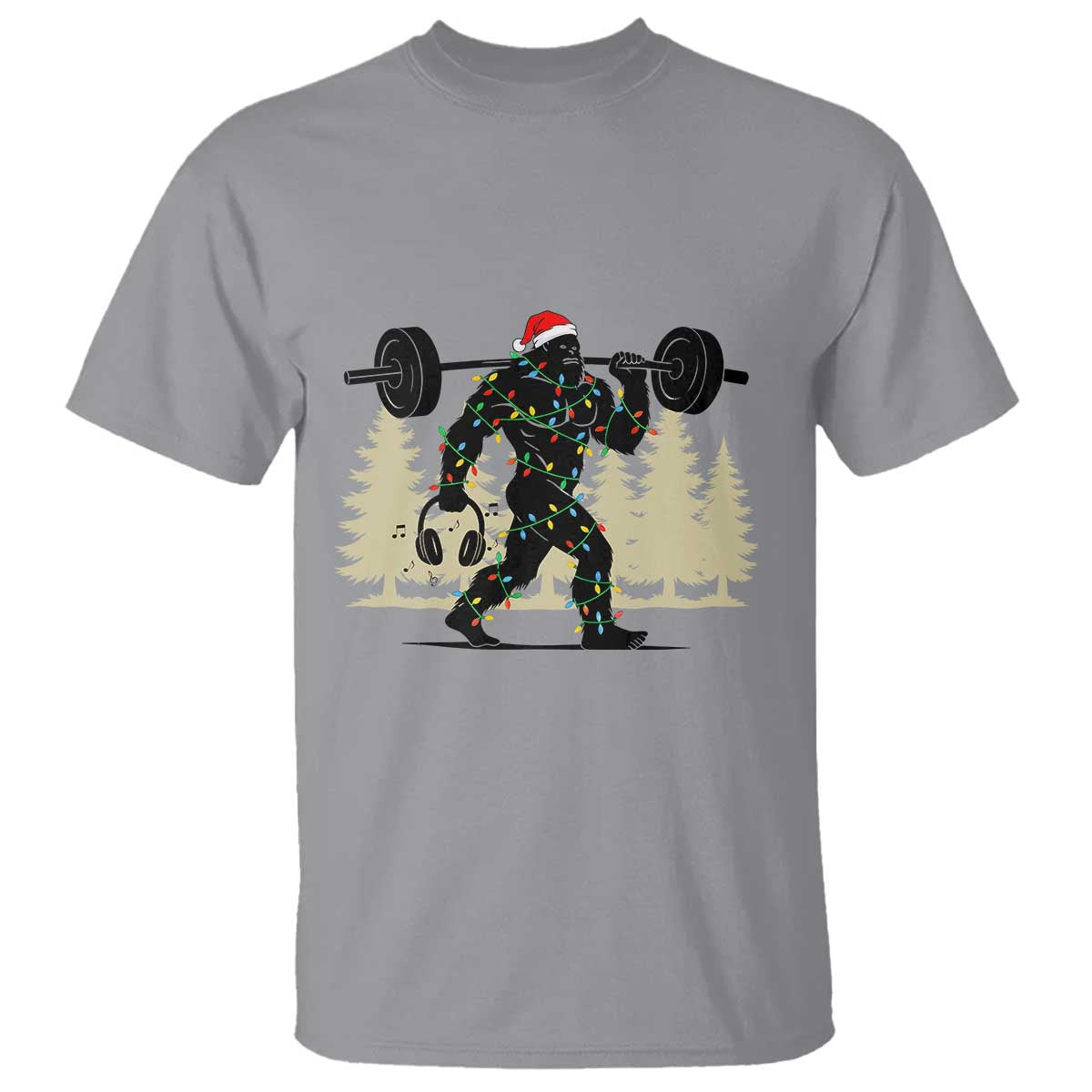 Bigfoot Gym Christmas T Shirt Funny Sasquatch Bodybuilding Weightlifting - Wonder Print Shop