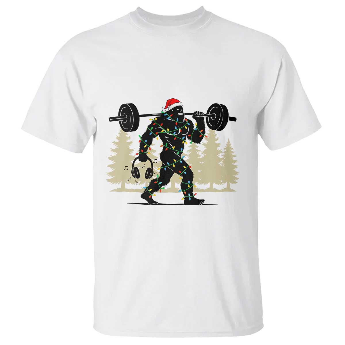 Bigfoot Gym Christmas T Shirt Funny Sasquatch Bodybuilding Weightlifting - Wonder Print Shop
