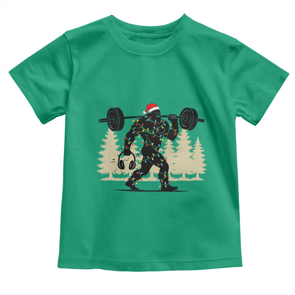 Bigfoot Gym Christmas Toddler T Shirt Funny Sasquatch Bodybuilding Weightlifting - Wonder Print Shop