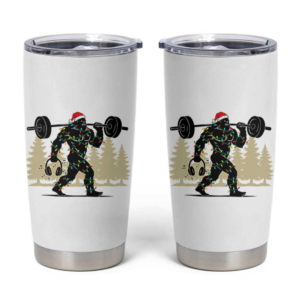 Bigfoot Gym Christmas Tumbler Cup Funny Sasquatch Bodybuilding Weightlifting - Wonder Print Shop
