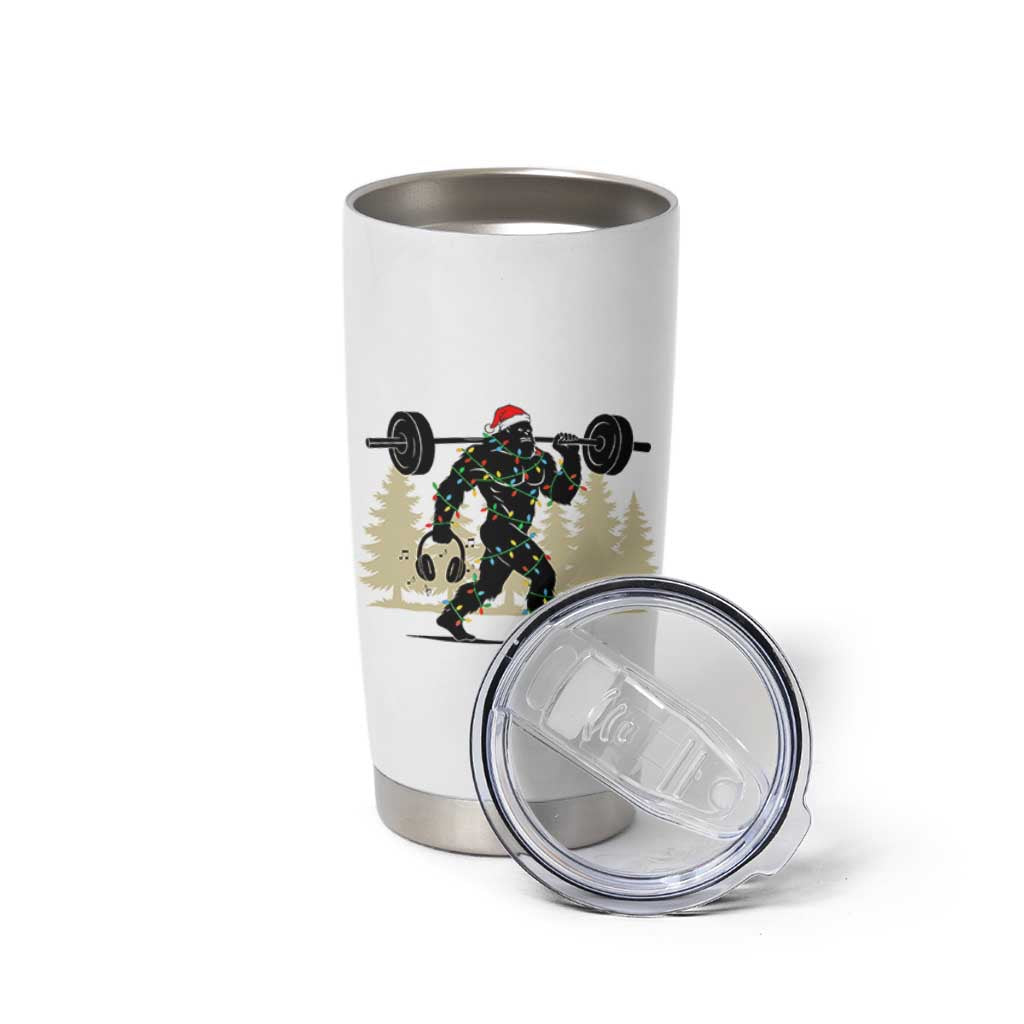 Bigfoot Gym Christmas Tumbler Cup Funny Sasquatch Bodybuilding Weightlifting - Wonder Print Shop