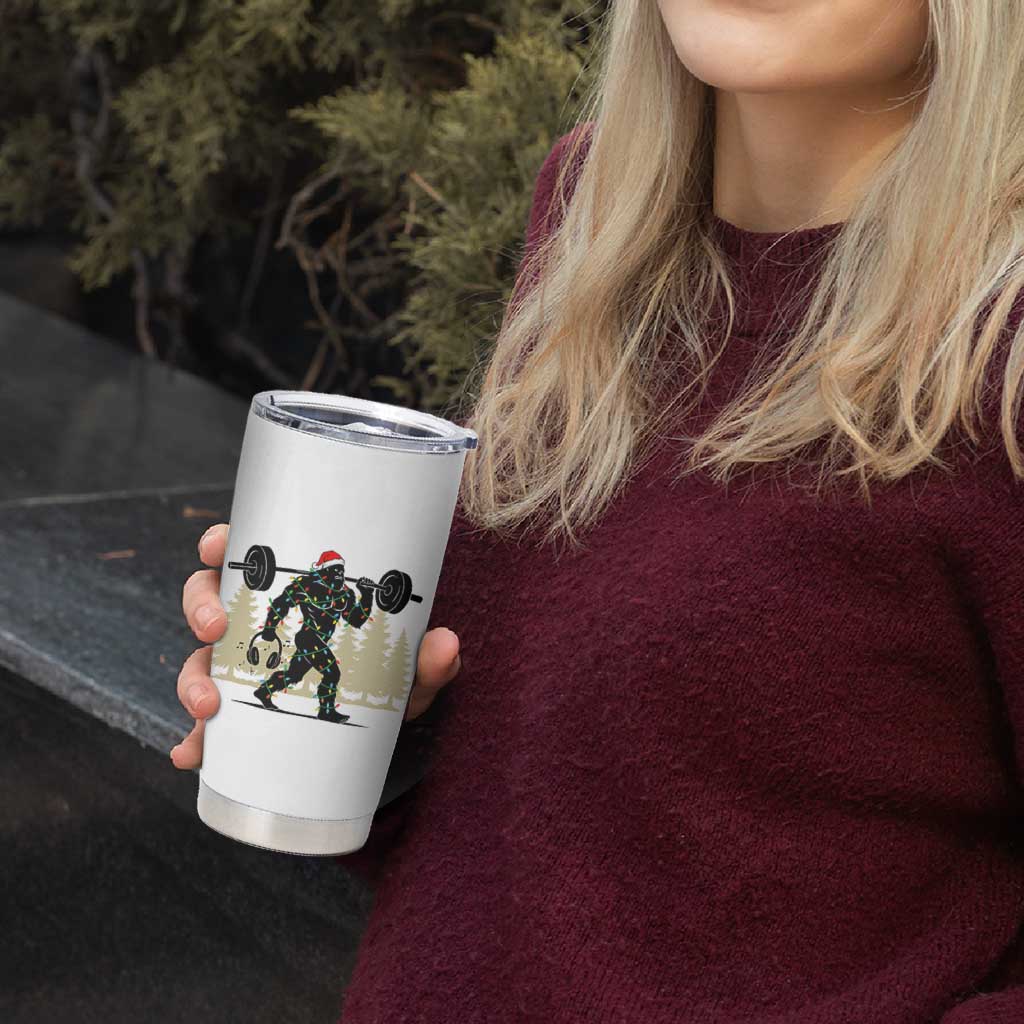 Bigfoot Gym Christmas Tumbler Cup Funny Sasquatch Bodybuilding Weightlifting - Wonder Print Shop