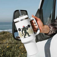 Bigfoot Gym Christmas Tumbler With Handle Funny Sasquatch Bodybuilding Weightlifting - Wonder Print Shop