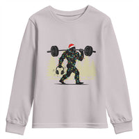 Bigfoot Gym Christmas Youth Sweatshirt Funny Sasquatch Bodybuilding Weightlifting - Wonder Print Shop