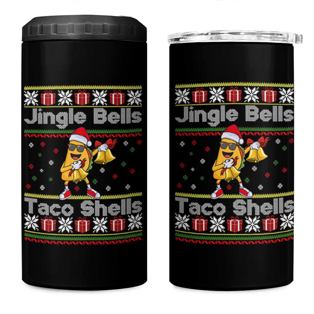 Funny Taco Christmas 4 in 1 Can Cooler Tumbler Jigle Bells Taco Shells - Wonder Print Shop