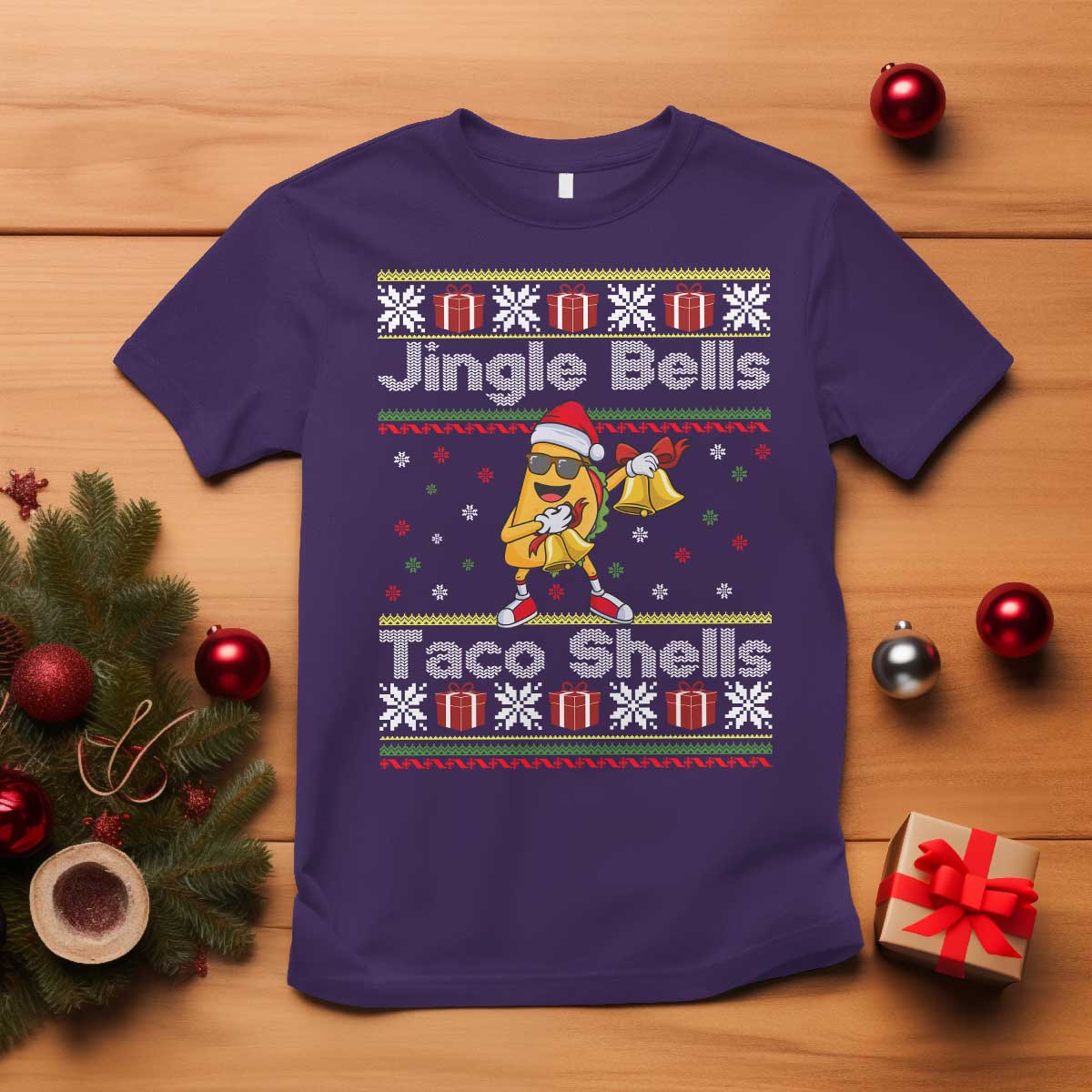 Funny Taco Christmas T Shirt Jigle Bells Taco Shells - Wonder Print Shop