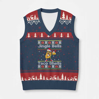 Funny Taco Xmas V-Neck Knit Sweater Vest Jigle Bells Taco Shells - Wonder Print Shop