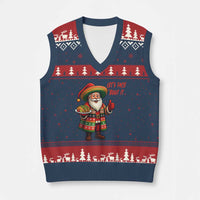 Funny Santa Taco Mexican V-Neck Knit Sweater Vest Let Us Taco About It - Wonder Print Shop