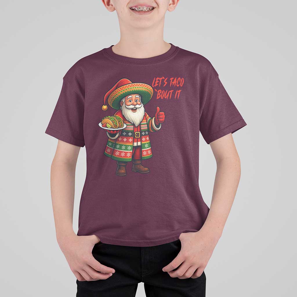 Funny Santa Taco Mexican T Shirt For Kid Let Us Taco About It - Wonder Print Shop