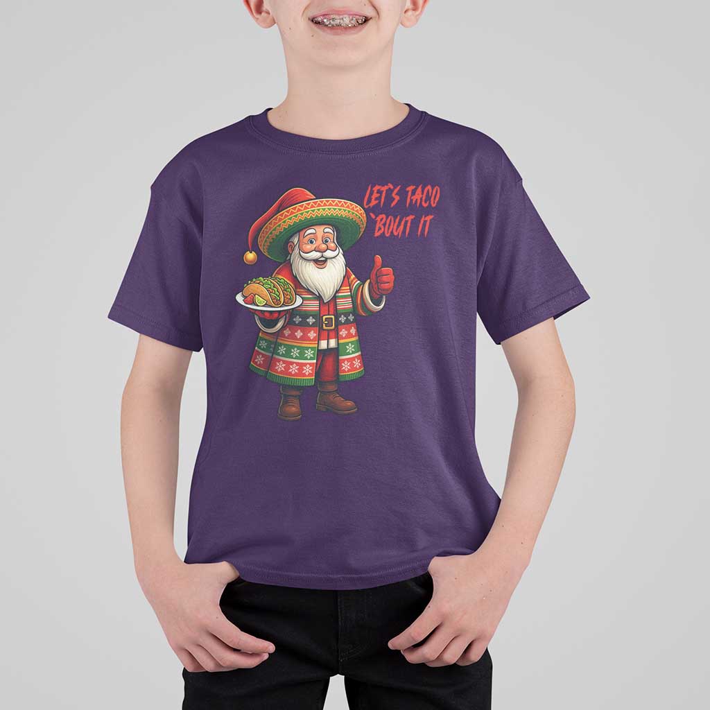 Funny Santa Taco Mexican T Shirt For Kid Let Us Taco About It - Wonder Print Shop