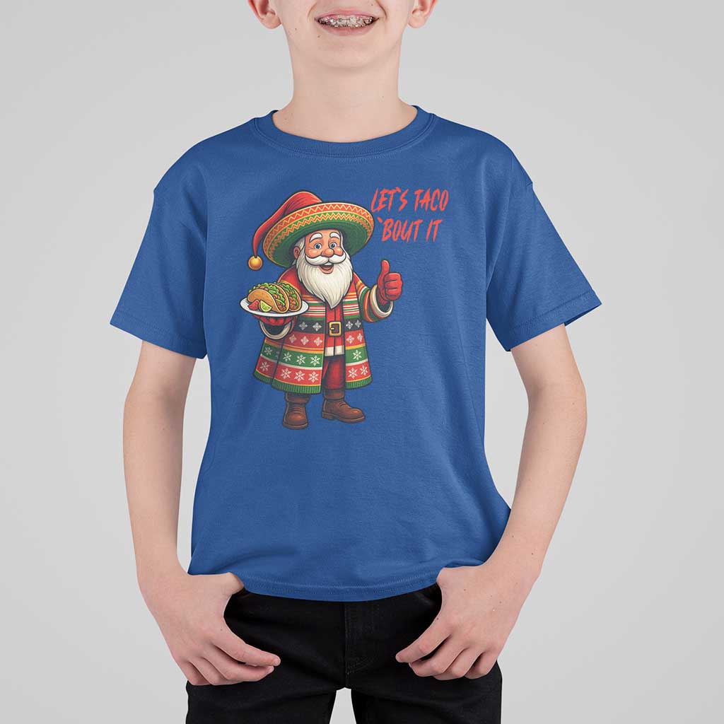 Funny Santa Taco Mexican T Shirt For Kid Let Us Taco About It - Wonder Print Shop