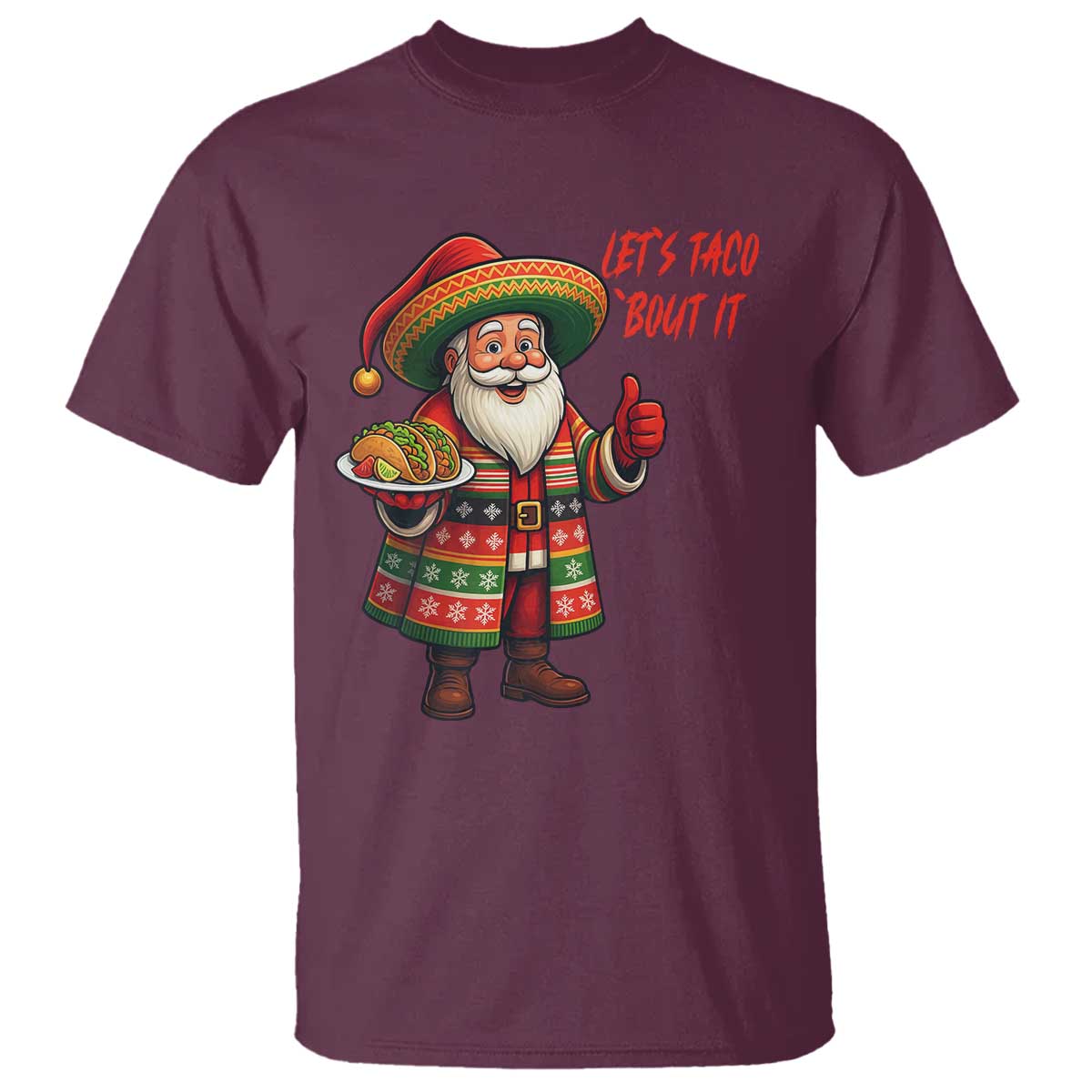 Funny Santa Taco Mexican T Shirt Let Us Taco About It - Wonder Print Shop