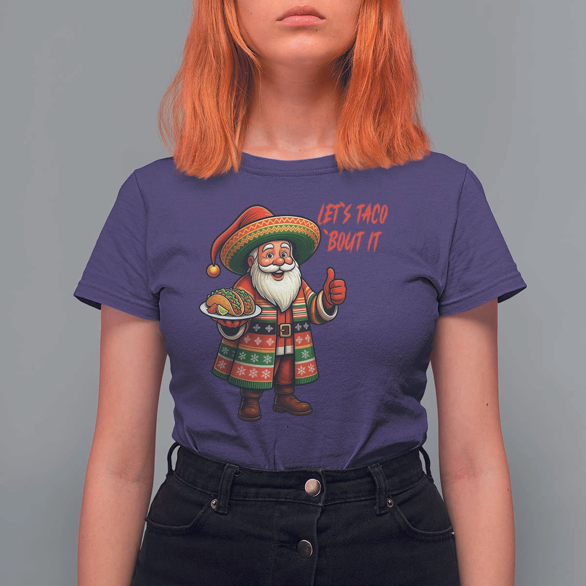 Funny Santa Taco Mexican T Shirt For Women Let Us Taco About It - Wonder Print Shop