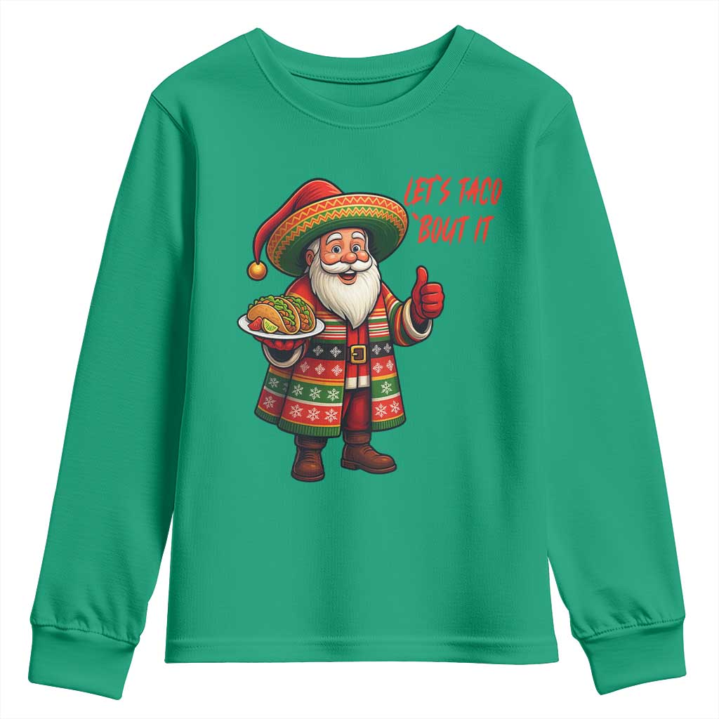 Funny Santa Taco Mexican Youth Sweatshirt Let Us Taco About It - Wonder Print Shop