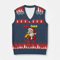 Funny Santa Taco V-Neck Knit Sweater Vest Let Us Taco About It - Wonder Print Shop