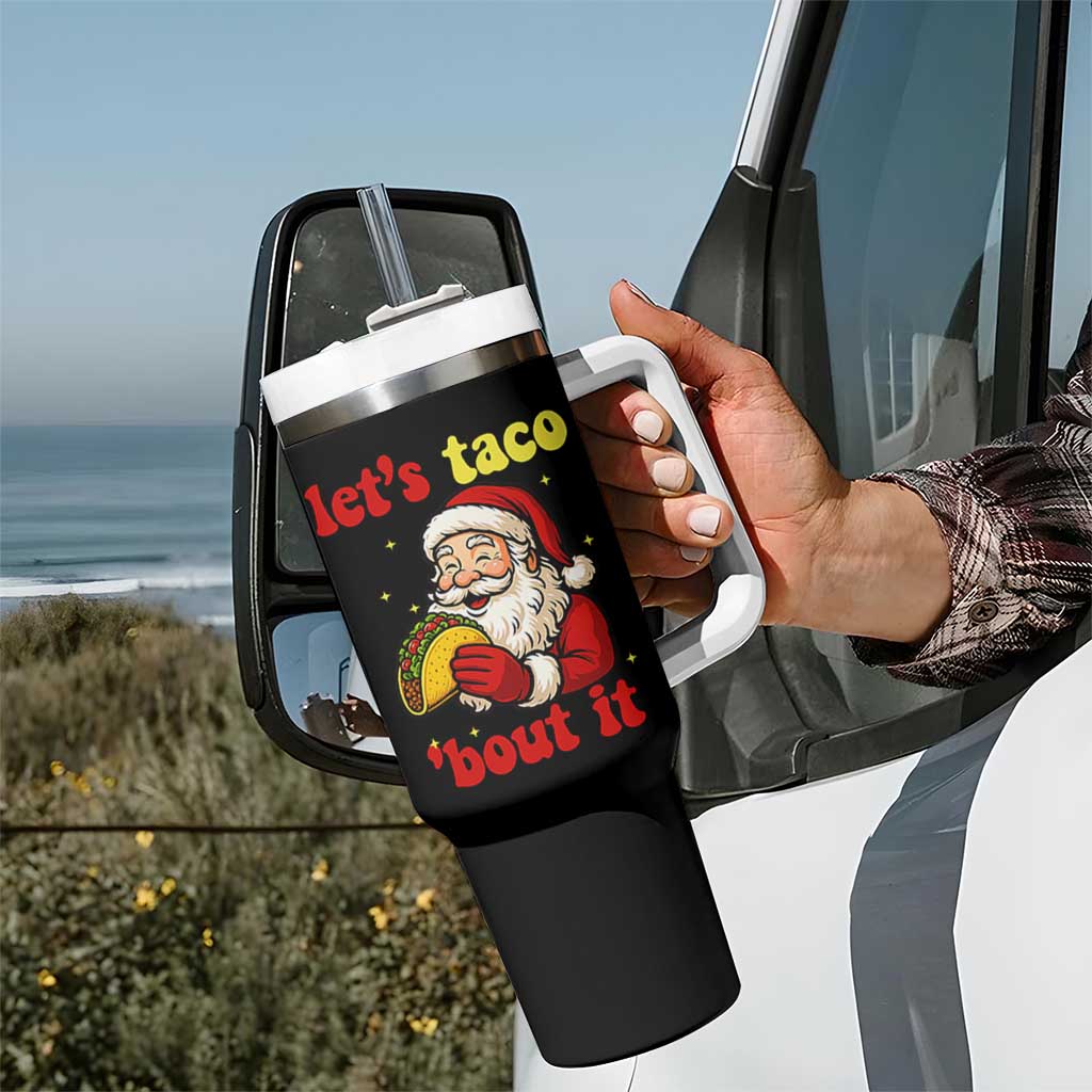 Funny Santa Taco Tumbler With Handle Let Us Taco About It - Wonder Print Shop