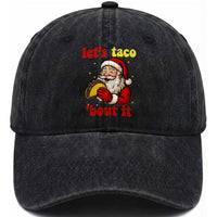 Funny Santa Taco Washed Cotton Baseball Cap Let Us Taco About It