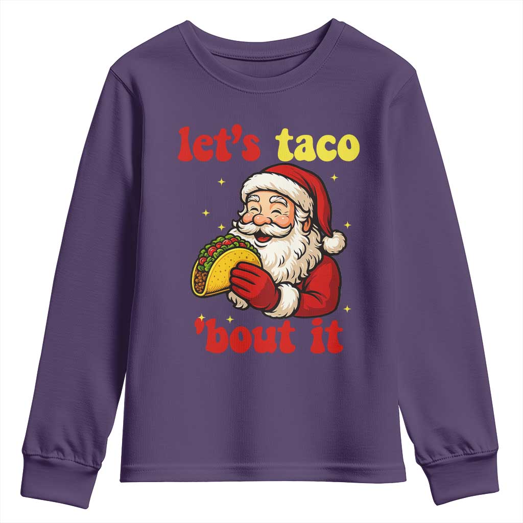 Funny Santa Taco Youth Sweatshirt Let Us Taco About It - Wonder Print Shop