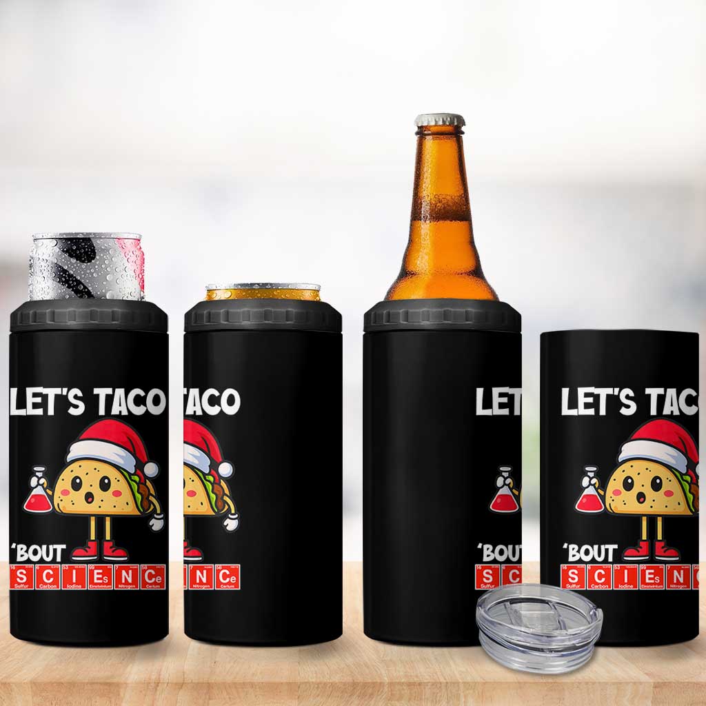 Funny Taco Mexican Christmas 4 in 1 Can Cooler Tumbler Let Us Taco About Science - Wonder Print Shop