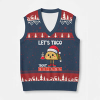 Funny Taco Mexican Xmas V-Neck Knit Sweater Vest Let Us Taco About Science - Wonder Print Shop