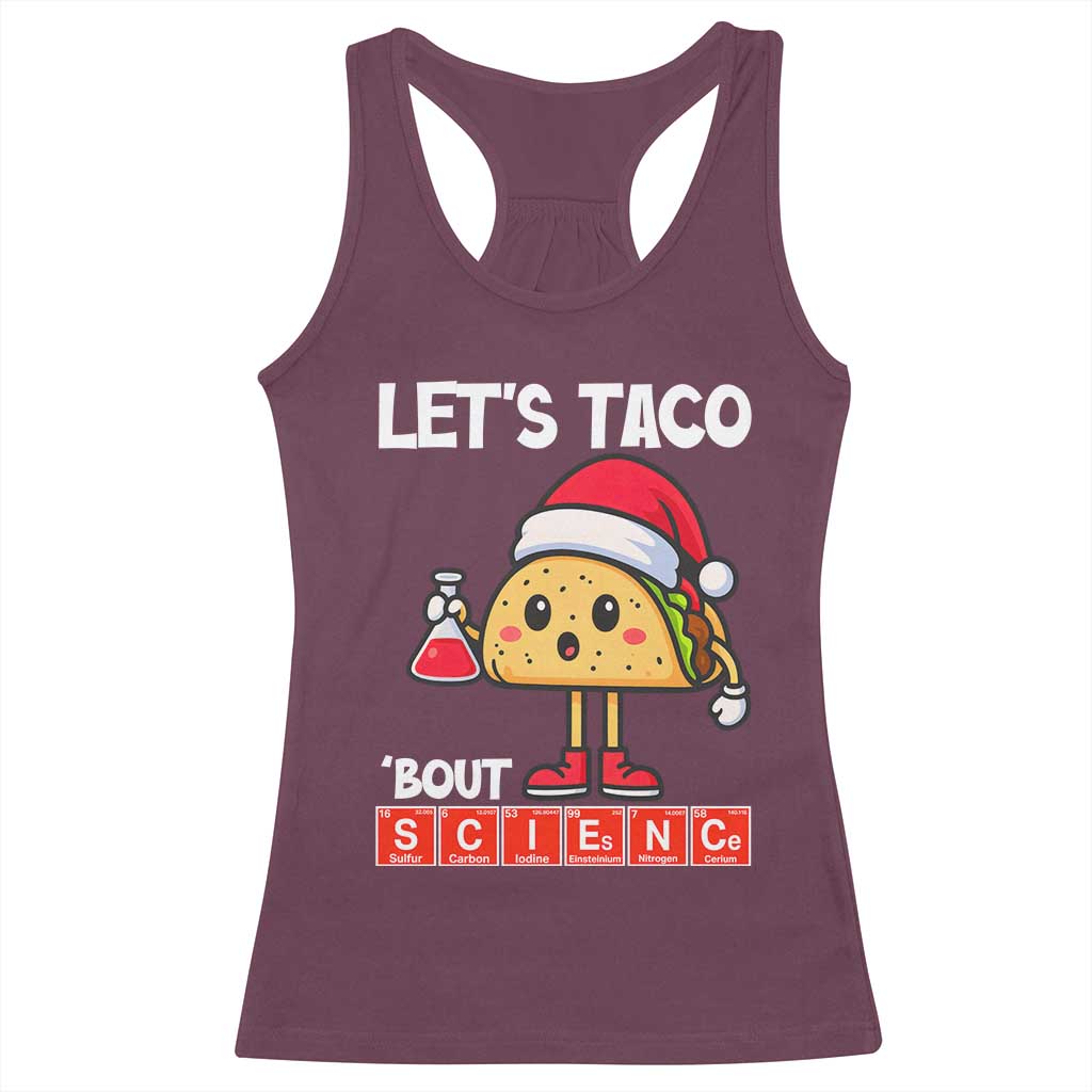 Funny Taco Mexican Christmas Racerback Tank Top Let Us Taco About Science - Wonder Print Shop