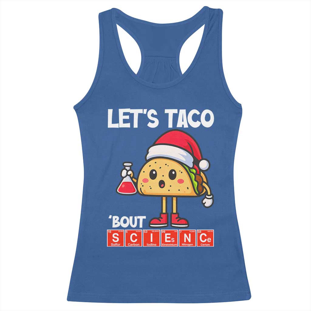 Funny Taco Mexican Christmas Racerback Tank Top Let Us Taco About Science - Wonder Print Shop