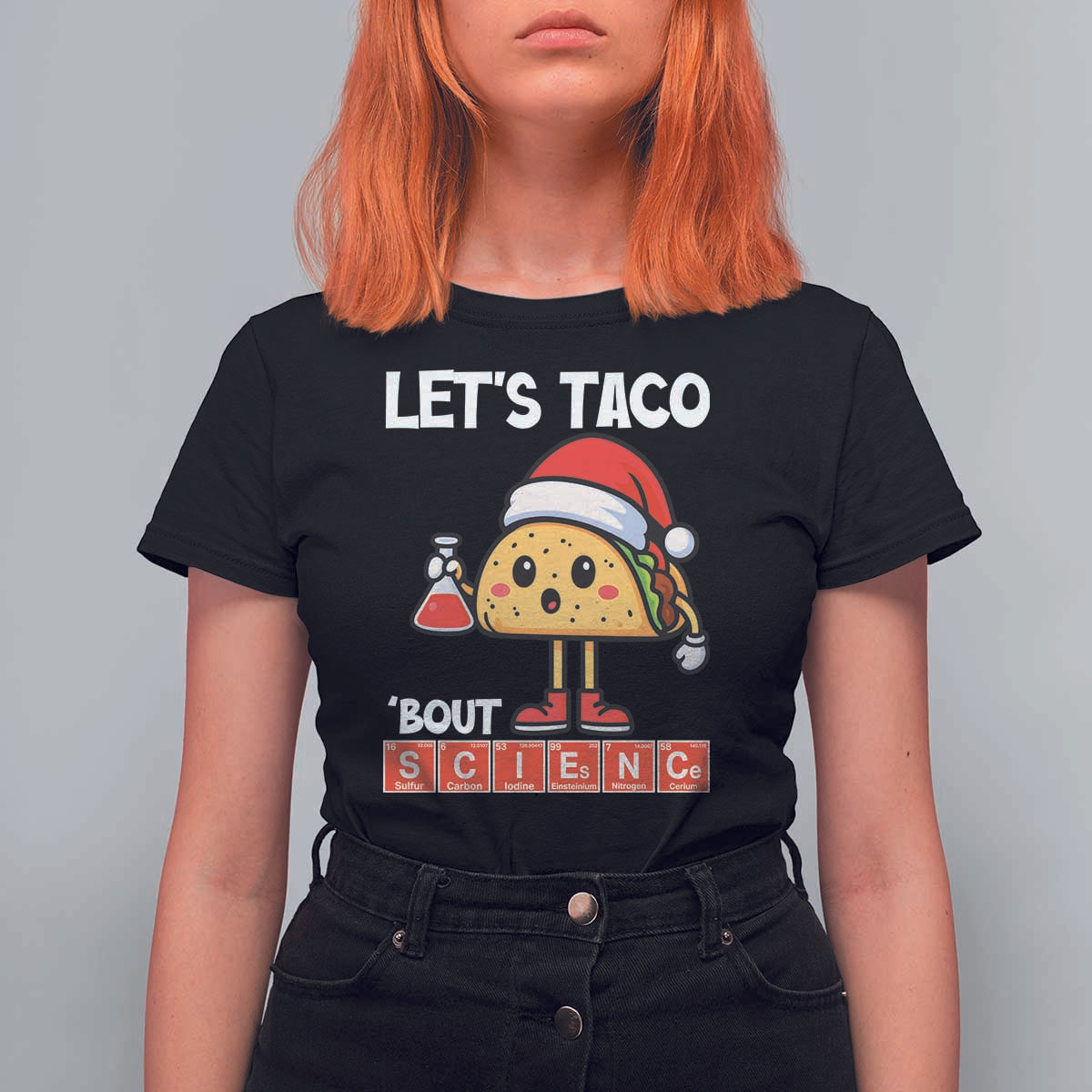 Funny Taco Mexican Christmas T Shirt For Women Let Us Taco About Science - Wonder Print Shop