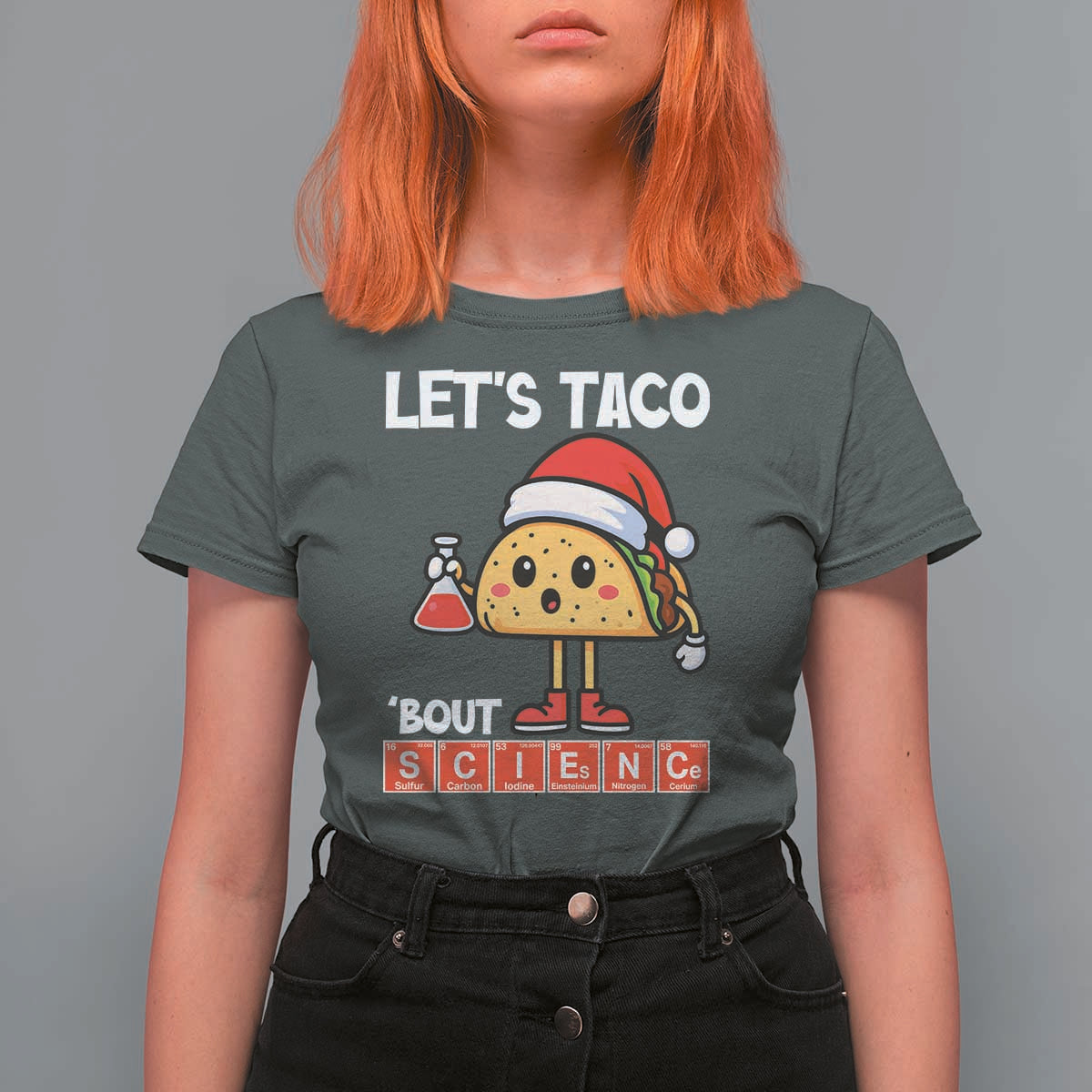Funny Taco Mexican Christmas T Shirt For Women Let Us Taco About Science - Wonder Print Shop