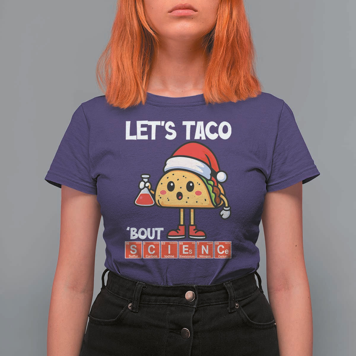 Funny Taco Mexican Christmas T Shirt For Women Let Us Taco About Science - Wonder Print Shop