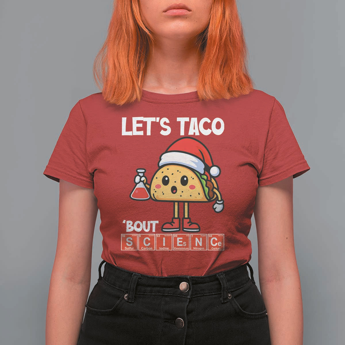 Funny Taco Mexican Christmas T Shirt For Women Let Us Taco About Science - Wonder Print Shop