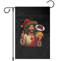 Funny Jesus Taco Mexican Garden Flag Let Us Taco About Jesus - Wonder Print Shop