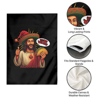 Funny Jesus Taco Mexican Garden Flag Let Us Taco About Jesus - Wonder Print Shop