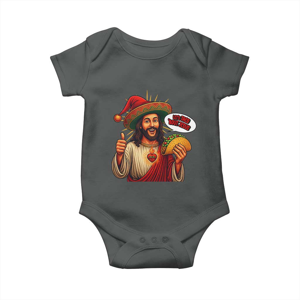 Funny Jesus Taco Mexican Baby Onesie Let Us Taco About Jesus - Wonder Print Shop