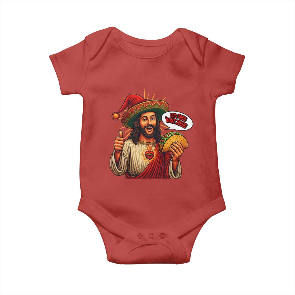 Funny Jesus Taco Mexican Baby Onesie Let Us Taco About Jesus - Wonder Print Shop