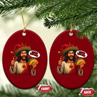 Funny Jesus Taco Mexican Ceramic Ornament Let Us Taco About Jesus - Wonder Print Shop