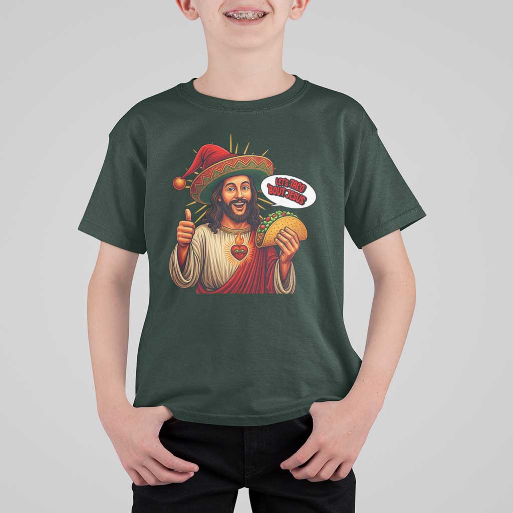 Funny Jesus Taco Mexican T Shirt For Kid Let Us Taco About Jesus - Wonder Print Shop