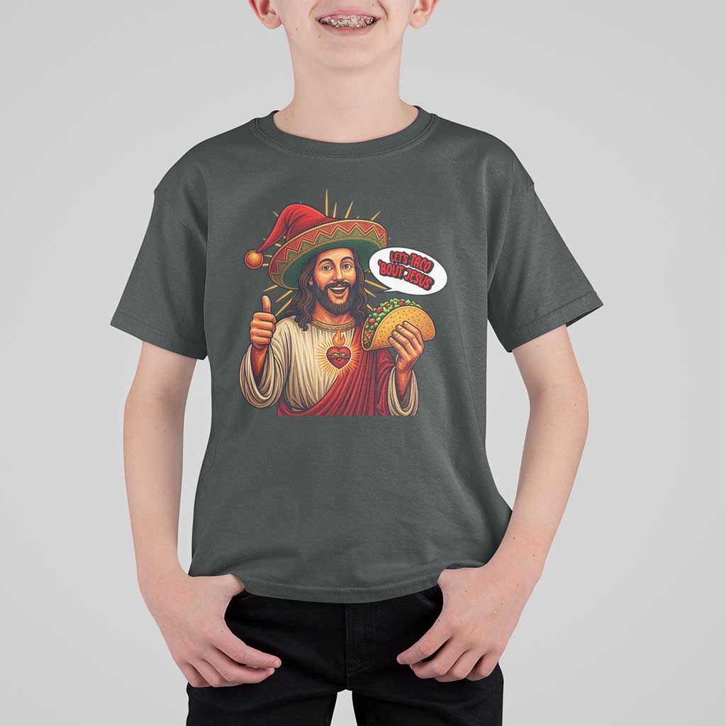 Funny Jesus Taco Mexican T Shirt For Kid Let Us Taco About Jesus - Wonder Print Shop