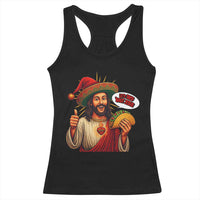 Funny Jesus Taco Mexican Racerback Tank Top Let Us Taco About Jesus - Wonder Print Shop