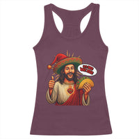 Funny Jesus Taco Mexican Racerback Tank Top Let Us Taco About Jesus - Wonder Print Shop