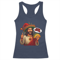 Funny Jesus Taco Mexican Racerback Tank Top Let Us Taco About Jesus - Wonder Print Shop