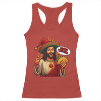Funny Jesus Taco Mexican Racerback Tank Top Let Us Taco About Jesus - Wonder Print Shop