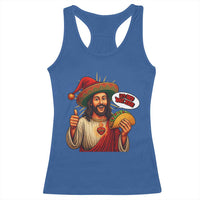 Funny Jesus Taco Mexican Racerback Tank Top Let Us Taco About Jesus - Wonder Print Shop