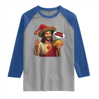 Funny Jesus Taco Mexican Raglan Shirt Let Us Taco About Jesus - Wonder Print Shop