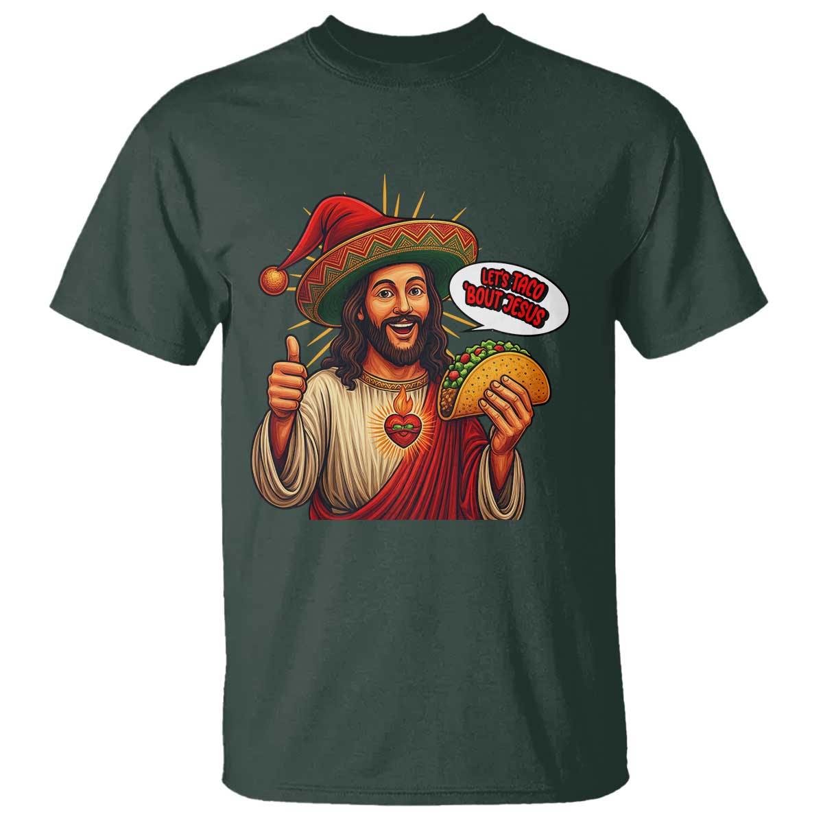 Funny Jesus Taco Mexican T Shirt Let Us Taco About Jesus - Wonder Print Shop