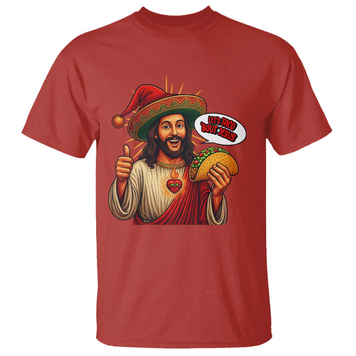 Funny Jesus Taco Mexican T Shirt Let Us Taco About Jesus - Wonder Print Shop